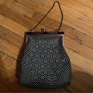 Vintage 40’s Black Beaded Evening Wristlet Clutch